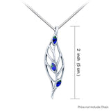 Leaf Sterling Silver Pendant with Gemstones TPD3339