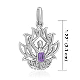 Yoga Lotus Position SilverPendant with Gemstone TPD5024