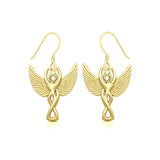 Winged Goddess Angel Solid Gold Earrings GER1922