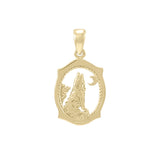 Howling Wolf 14K Yellow Gold Pendant GPD3094