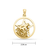 Wolf on Pentagram Gold Pendant GPD3137