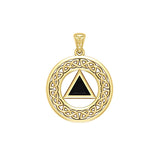 AA Recovery with Celtic Boarder 14K Yellow Gold Pendant GPD3938