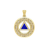 AA Recovery with Celtic Boarder 14K Yellow Gold Pendant GPD3938