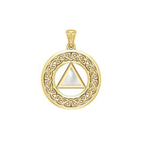 AA Recovery with Celtic Boarder 14K Yellow Gold Pendant GPD3938