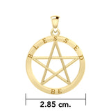 Blessed Be Pentacle Solid Gold Pendant GPD4504