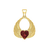 Gemstone Heart Angel Wings Yellow Gold Pendant GPD5169