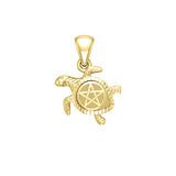 Sea Turtle with Pentacle 14K Yellow Gold Pendant GPD5205