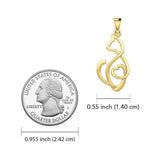 Running Cat with Heart 14K Yellow Gold Pendant GPD5280