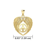 Feel the Tranquil in Angels Wings Solid Gold Pendant with Peace GPD5455