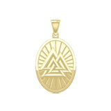 Solid Gold Viking Valknut Oval Pendant Jewelry GPD5615