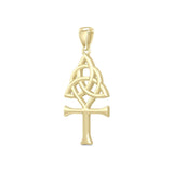 Unite Ancient Symbols: Triquetra Ankh Solid Gold Pendant - Peter Stone | Embrace Spiritual Connection and Eternal Life GPD5661