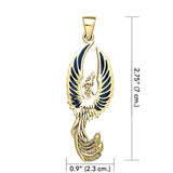 Alighting breakthrough of the Mythical Phoenix Solid Gold  Pendant GPD5680