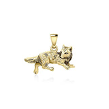 Celtic Running Wolf Solid Gold Pendant GPD5725