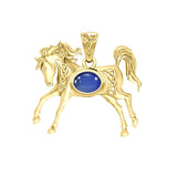 Celtic Running Horse 14K Yellow Gold Pendant with Gem GPD5730