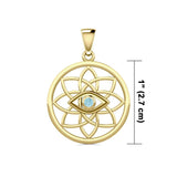 Flower of Life Eye Solid Gold Pendant with Gem GPD5734