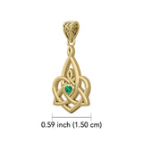 Celtic Motherhood Triquetra or Trinity Heart 14K Yellow Gold Pendant With Gem GPD5784