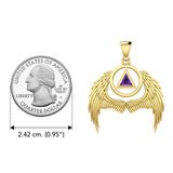 Angel Wings Recovery Pendant Solid Yellow Gold with Gemstone GPD5840