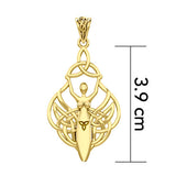 Celtic Goddess Holding Trinity Knot Solid Gold Pendant GPD5847