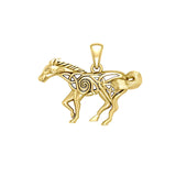 Celtic Running Horse 14K Yellow Gold Pendant GPD5861