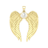 Guardian Angel Wings Solid Gold Pendant with Birthstone GPD5868