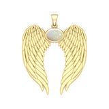 Guardian Angel Wings Solid Gold Pendant with Birthstone GPD5868