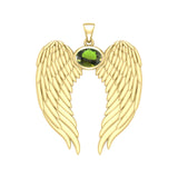 Guardian Angel Wings Solid Gold Pendant with Birthstone GPD5868