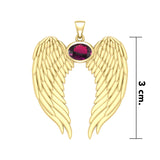 Guardian Angel Wings Solid Gold Pendant with Birthstone GPD5868