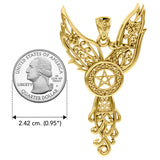 Celtic Phoenix with Pentacle Solid Yellow Gold Pendant GPD5906