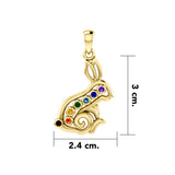 Rabbit or Hare Solid Gold Pendant with Chakra Gemstone GPD6039