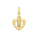 A powerful Yellow Gold Jewelry Pendant Fleur-de-Lis and Heart GPD6067