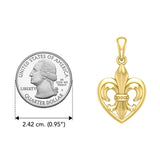 A powerful Yellow Gold Jewelry Pendant Fleur-de-Lis and Heart GPD6067