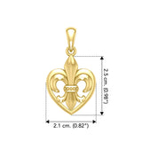 A powerful Yellow Gold Jewelry Pendant Fleur-de-Lis and Heart GPD6067