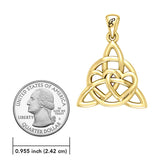 Enchantment Yellow Gold Double Hearts Connected with Magic Celtic Triquetra Pendant - GPD6194 by Peter Stone