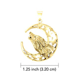 Baying wolf around the celestial beauty ~ 14K Yellow Gold Jewelry Pendant GTP831