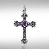 Medieval Cross Silver & Marcasite Pendant JP010 - Jewelry