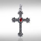 Medieval Cross Silver & Marcasite Pendant JP010 - Jewelry