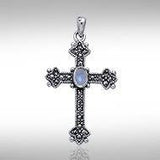 Medieval Cross Silver & Marcasite Pendant JP010 - Jewelry