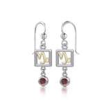 Capricorn Zodiac Sign Silver and Gold Earrings Jewelry with Garnet MER1766 - Jewelry