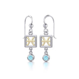 Pisces Zodiac Sign Silver and Gold Earrings Jewelry with Aquamarine MER1768 - Jewelry