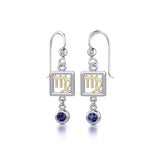 Virgo Zodiac Sign Silver and Gold Earrings Jewelry with Created Sapphire MER1774