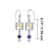Virgo Zodiac Sign Silver and Gold Earrings Jewelry with Created Sapphire MER1774 - Jewelry