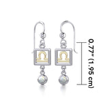 Libra Zodiac Sign Silver and Gold Earrings Jewelry with Opal MER1775 - Jewelry