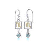 Scorpio Zodiac Sign Silver and Gold Earrings Jewelry with Blue Topaz MER1776 - Jewelry
