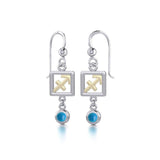 Sagittarius Zodiac Sign Silver and Gold Earrings Jewelry with Turquoise MER1777 - Jewelry