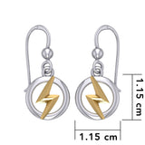 Zeus God Lightning Bolt Silver and Gold Earrings MER1965