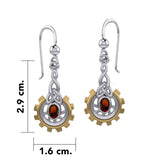 Steampunk Celtic Silver and Gold Accent Earrings with Oval Gemstone MER2117