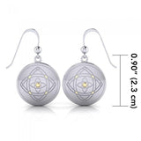 Be Focused, a life philosophy ~ Sterling Silver Jewelry Earrings Mandala with 14k gold accent - Jewelry