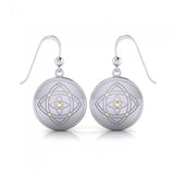 Be Focused, a life philosophy ~ Sterling Silver Jewelry Earrings Mandala with 14k gold accent MER563