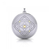 Hold your focus ~ Be Focused ~ A Sterling Silver Jewelry Pendant Mandala with 14k gold accent MPD1262