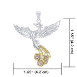 Soar as high as the Flying Phoenix ~ Sterling Silver Jewelry Pendant with 14k Gold and Crystal Accents MPD2912 - Jewelry